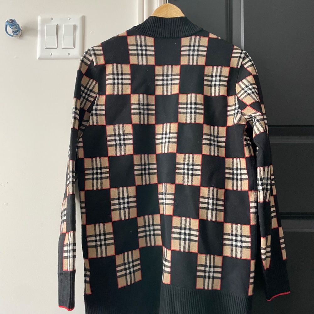 EMT 420 Burberry Chequer Merino Wool Blend Cardigan - Picture 2 of 8